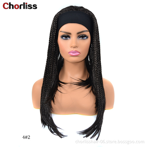 Wholesale Black Light Blonde AfroTurban Braiding Ponytail Wigs Headband Synthetic Hair Wigs With Headband Attached For Woman